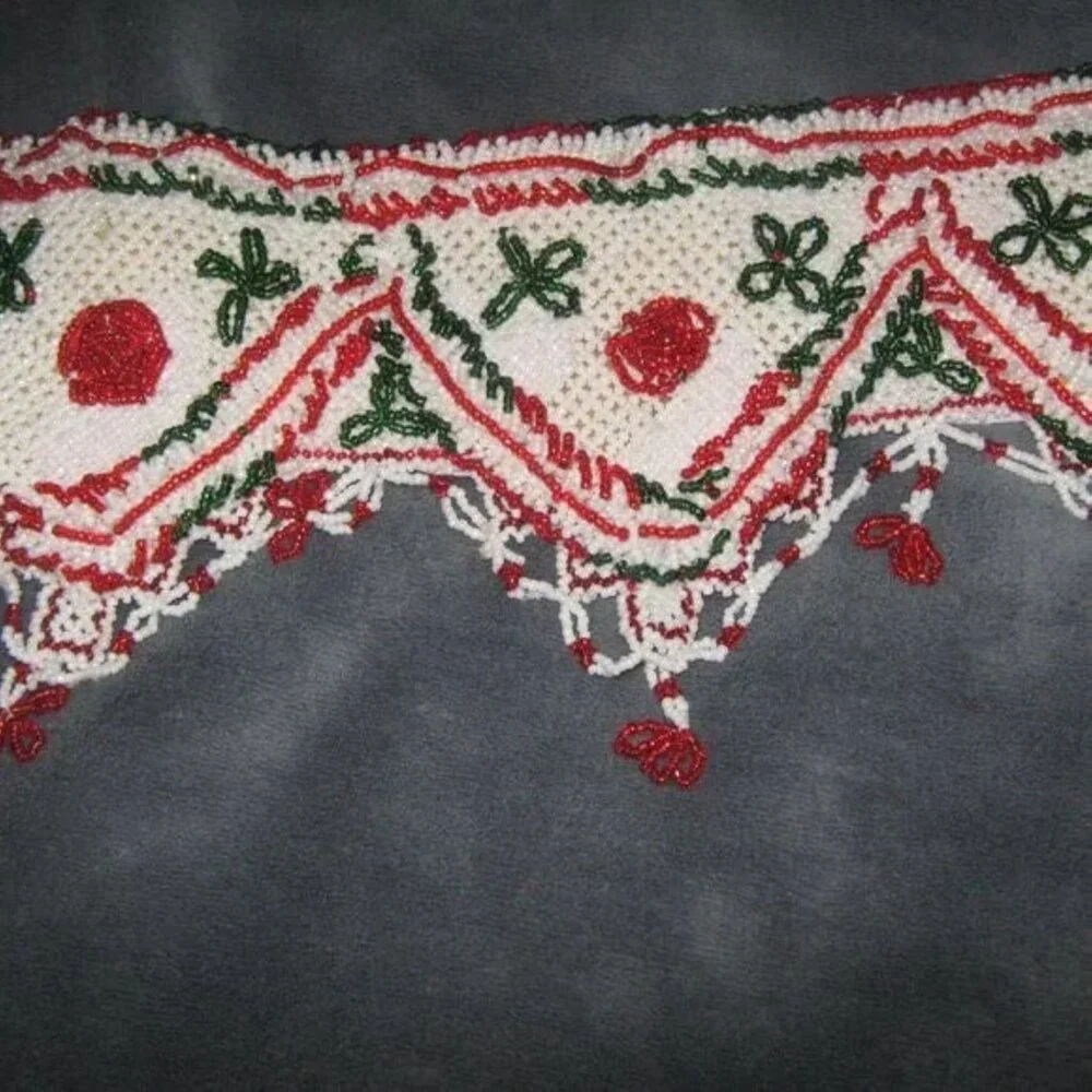 Vintage Handmade and Hand-Beaded Indian Toran Doorway Decoration